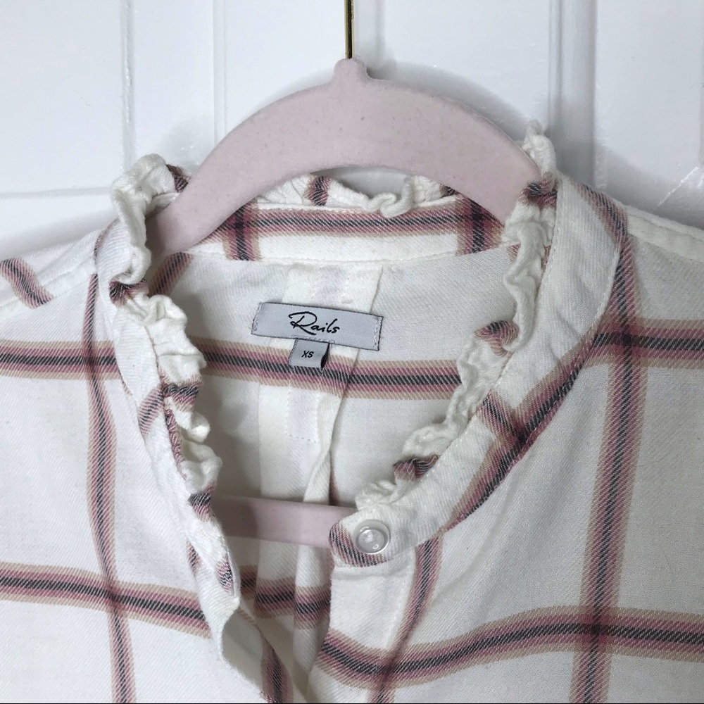 Rails Andie Ruffled Button Down Plaid Flannel Shi… - image 3